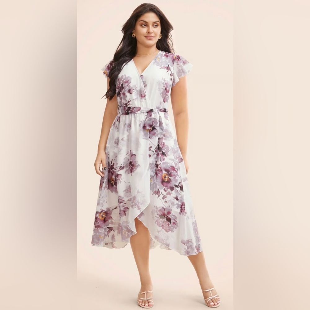 BloomChic Floral High Low Dress in Purple and White size 10 super cute